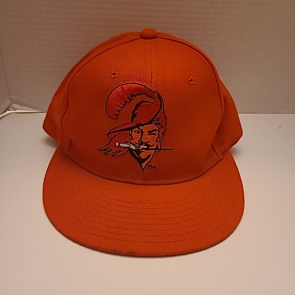 Vintage New Era TAMPA BAY BUCCANEERS Snapback Hat Orange Pro Model, Pre-owned.